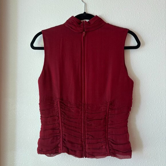 EUC 100% Silk Carmen Marc Valvo Red Sleeveless Top Corset - Like Detail Size 8 - Picture 3 of 11
